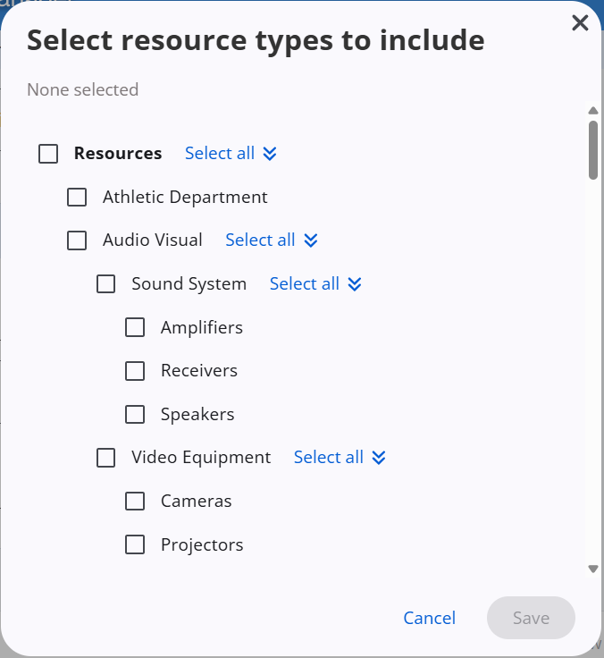Mapping Section, Resource Types page.